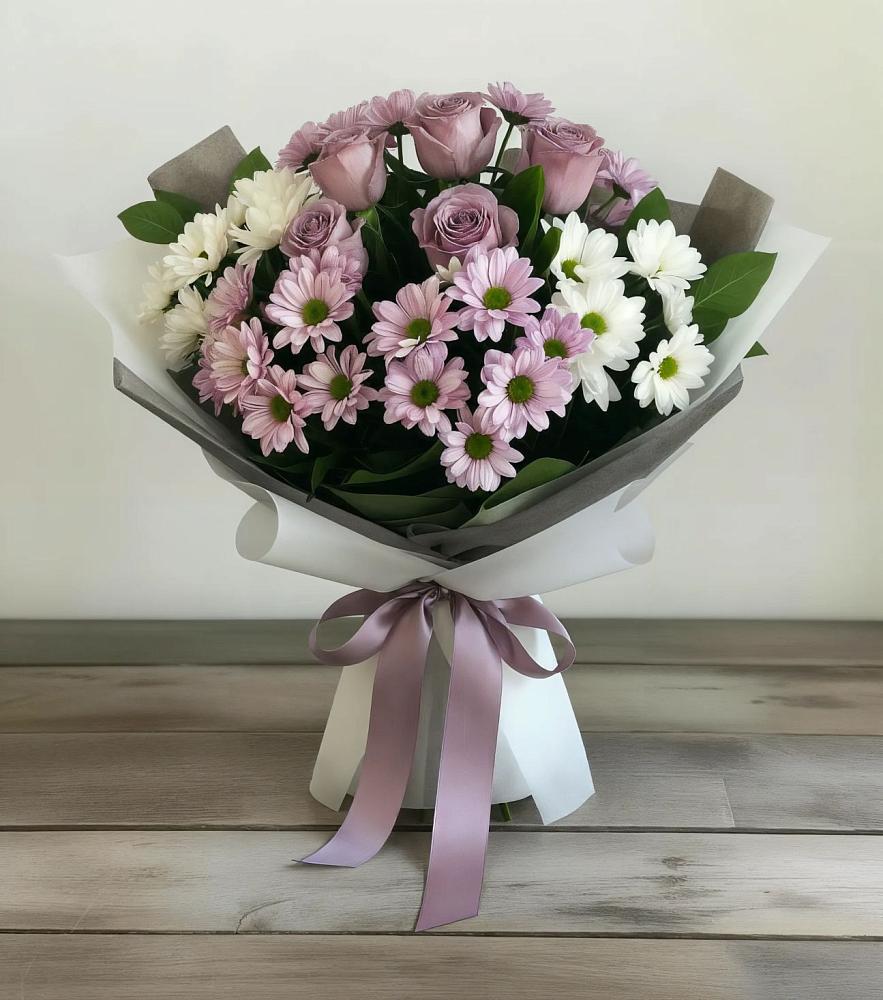 Букет цветов из: Хризантемы и Розы в Козлово