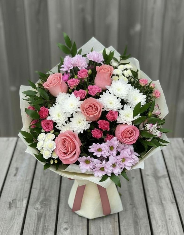 Букет цветов из: Альстромерии, Гвоздики, Розы и Хризантемы в Козлово