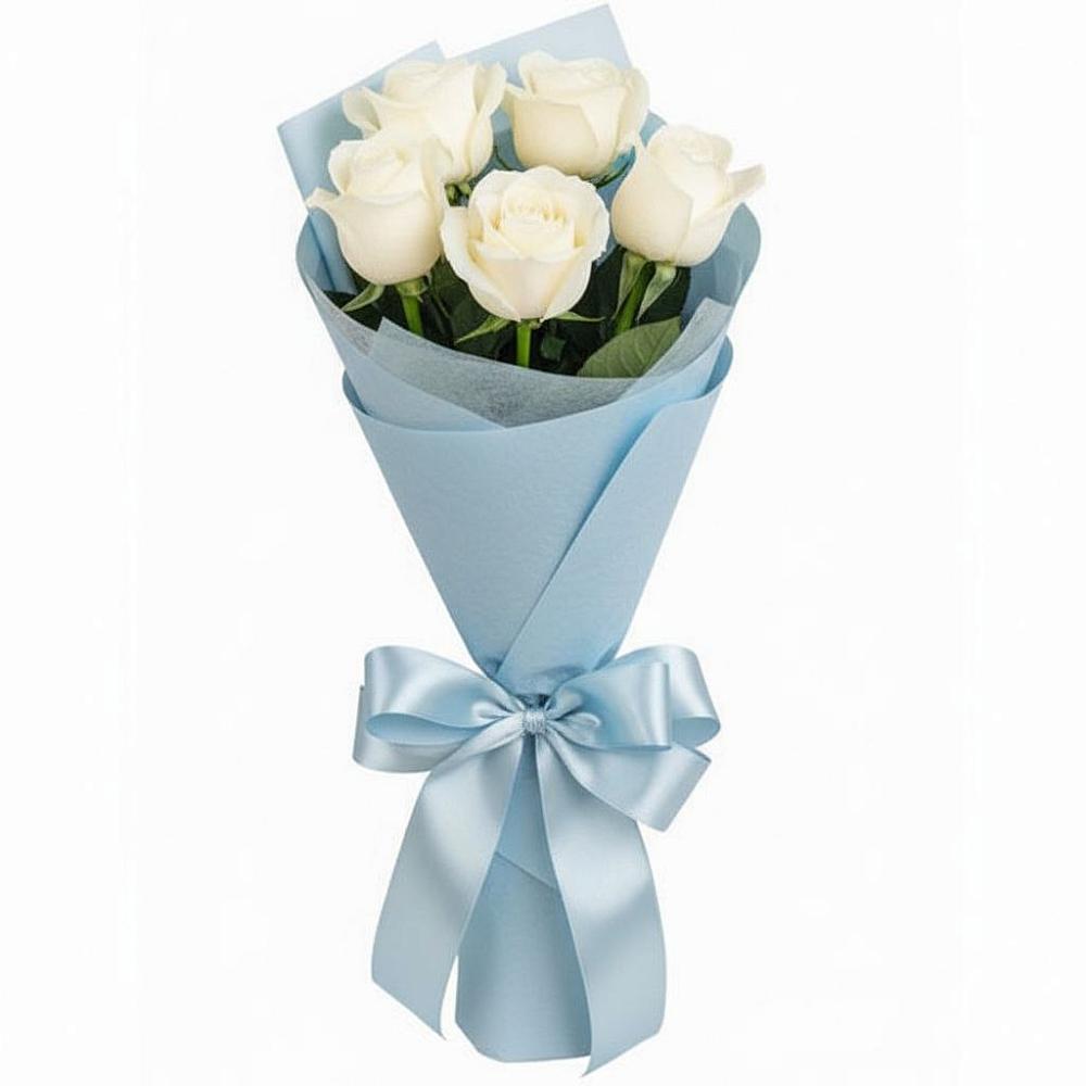 Букет 5 Белых роз Проуд в Козлово