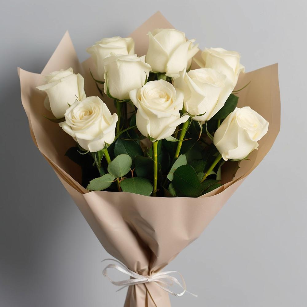 Букет 9 Белых роз Эдлесс Лав в Козлово