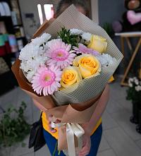 Букет цветов из:  Герберы, Розы и Хризантемы в Козлово