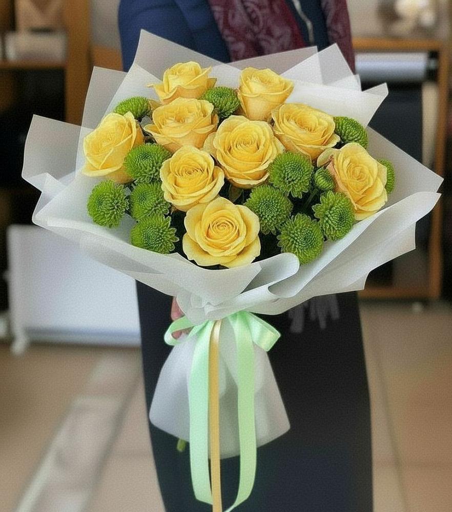 Букет цветов из: Хризантемы и Розы в Козлово