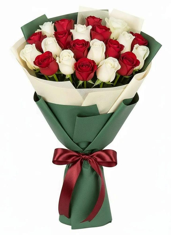 Букет Микс из красных и белых роз в Козлово