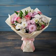 Букет цветов из:  Хризантемы, Альстромерии и Розы в Козлово