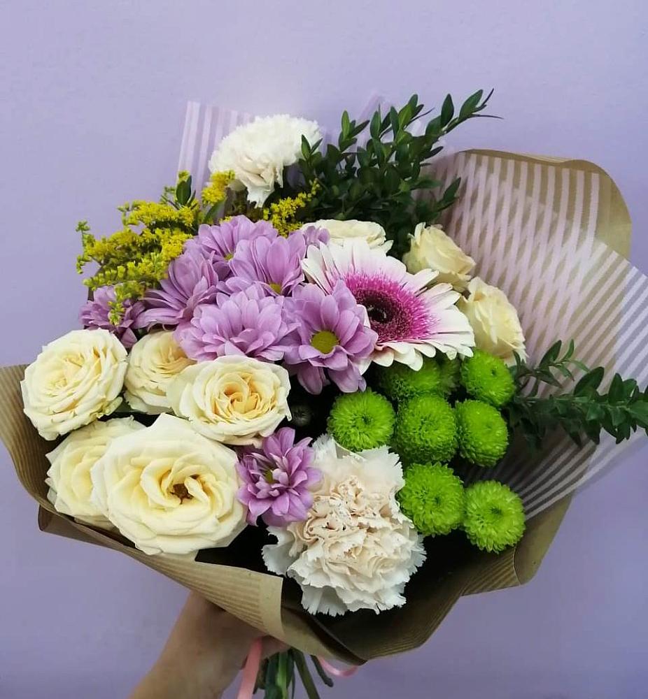 Букет цветов из: Хризантемы, Розы, Гвоздики и Герберы в Козлово