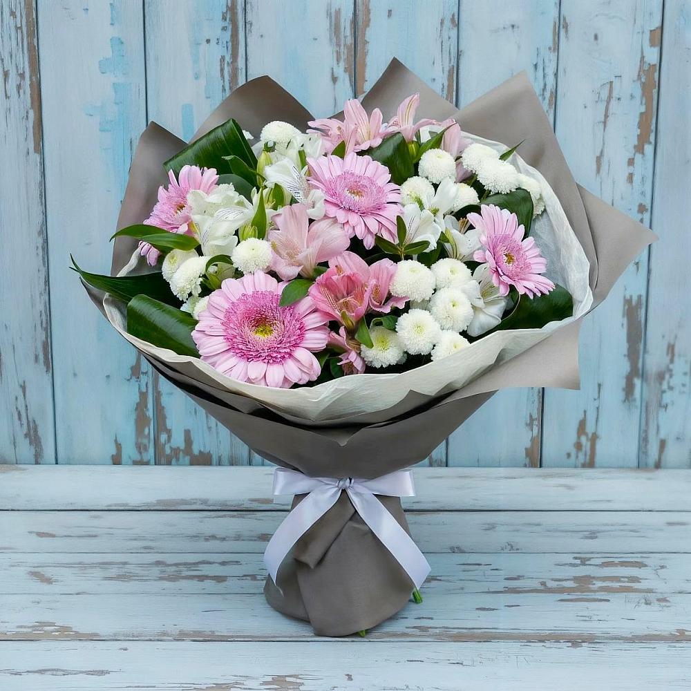 Букет цветов из: Герберы, Альстромерии и Хризантемы в Козлово