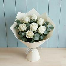 Букет Белые розы в Эвкалипте в Козлово