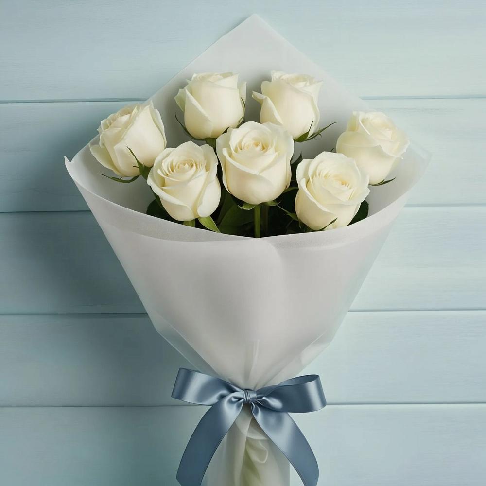 Букет 7 Белых роз Эдлесс Лав в Козлово
