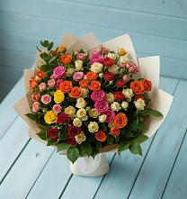 Букет Микс из разноцветных кустовых роз в Козлово